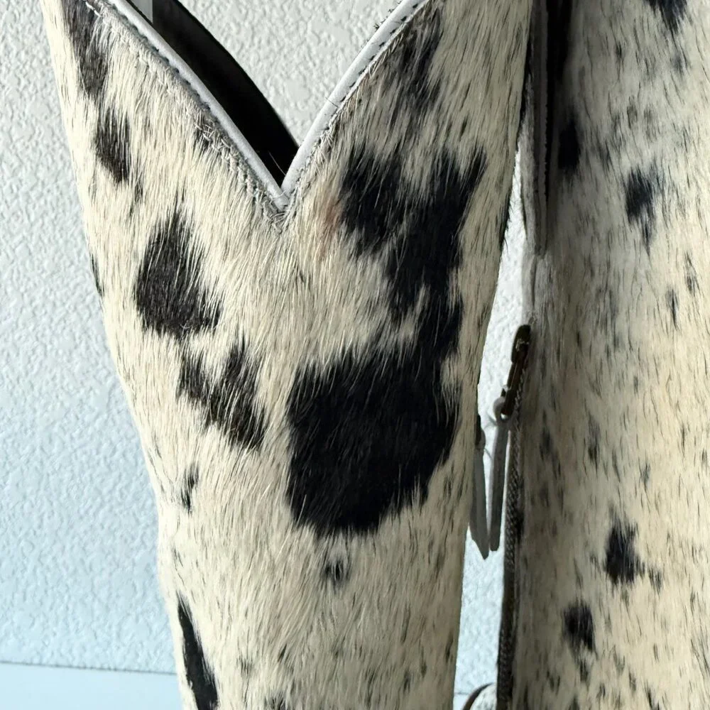 Lane Boots Womens Cowhide Cowboy Boots Tall Black Western Cow Skin Size 9.5 NEW - Picture 5 of 14